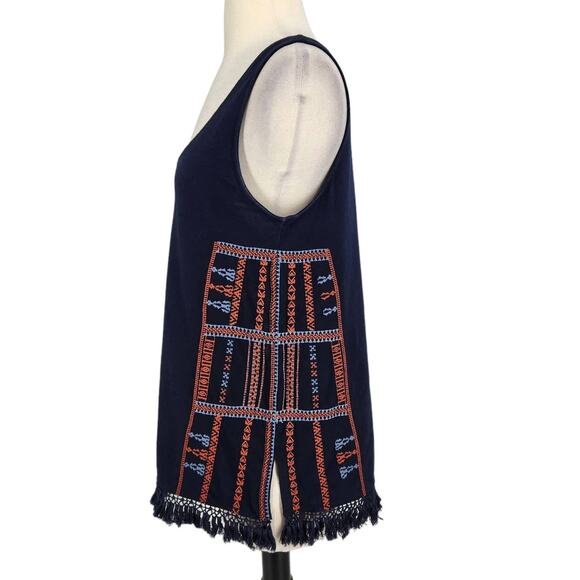 Madewell Embroidered Cotton Tank with Fringe Hem - Picture 4 of 6